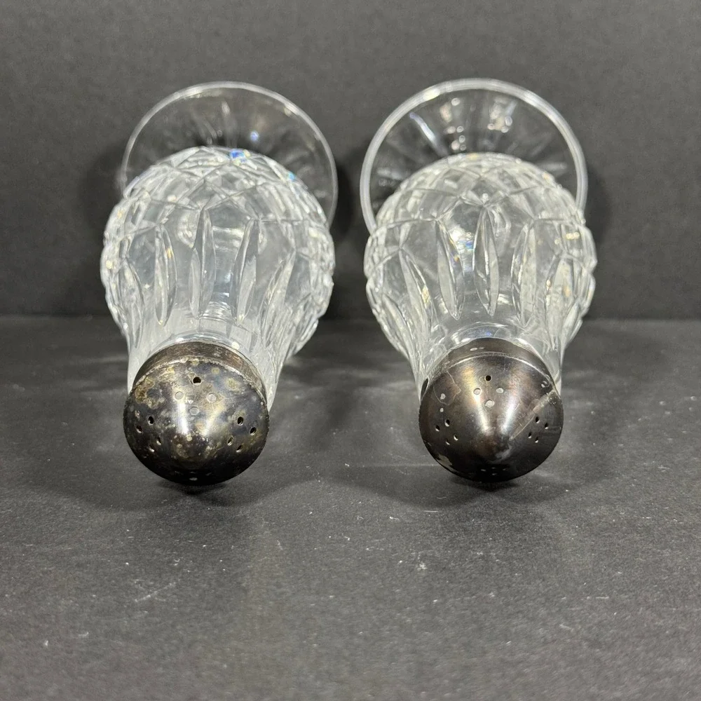 Waterford Salt and Pepper Shakers Clear Lismore Crystal Footed Set